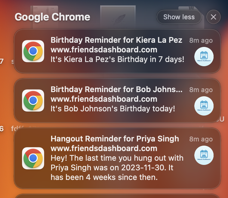 Notification on macOS