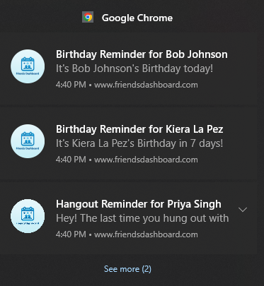 Notification on Windows